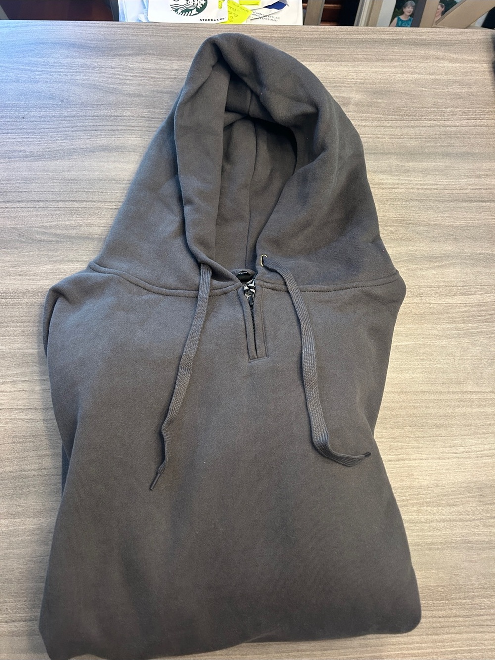 Men's Charcoal Partial-Zip Hooded Pullover Sweatshirt